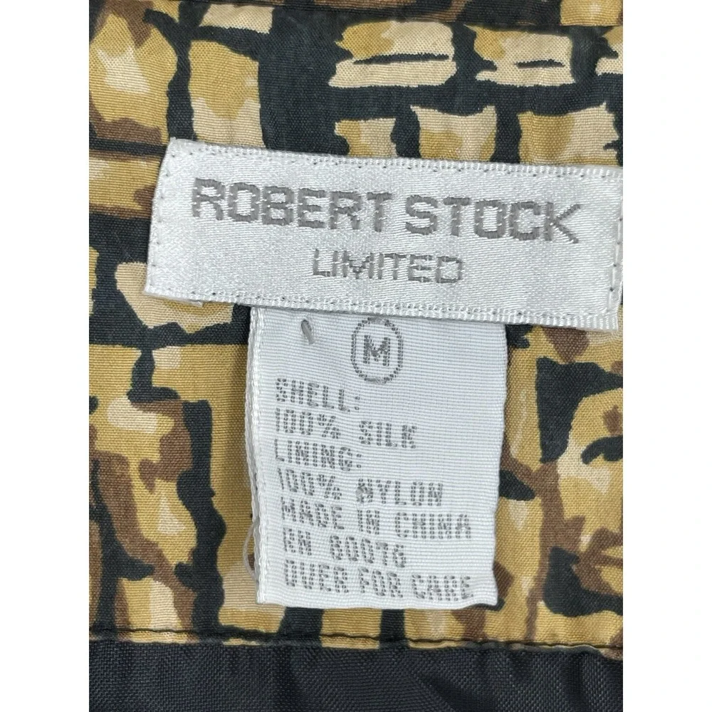 Robert Stock Limited Medium Womens‎ 100% Silk One Button Blazer Geometric Print